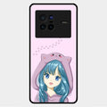 Purple Aesthetic Girl With Cat Phone Glass Case Cover For Vivo X80 5G