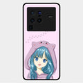 Purple Aesthetic Girl With Cat Phone Glass Case Cover For Vivo X80 Pro 5G