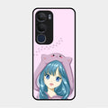 Purple Aesthetic Girl With Cat Phone Glass Case Cover For Vivo Y29 5G