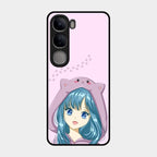 Purple Aesthetic Girl With Cat Phone Glass Case Cover For Vivo Y300 5G