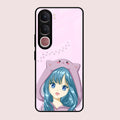 Purple Aesthetic Girl With Cat Phone Glass Case Cover For Vivo Y31 5G