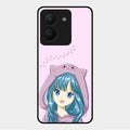Purple Aesthetic Girl With Cat Phone Glass Case Cover For Vivo Y36