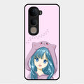 Purple Aesthetic Girl With Cat Phone Glass Case Cover For Vivo Y400 5G