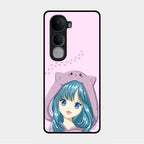 Purple Aesthetic Girl With Cat Phone Glass Case Cover For Vivo Y400 Pro 5G