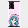 Purple Aesthetic Girl With Cat Phone Glass Case Cover For Vivo Y56 5G