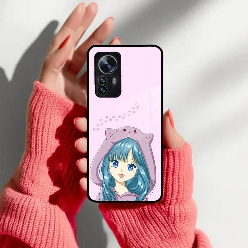 Purple Aesthetic Girl With Cat Phone Glass Case Cover For Redmi/Xiaomi - ShopOnCliQ