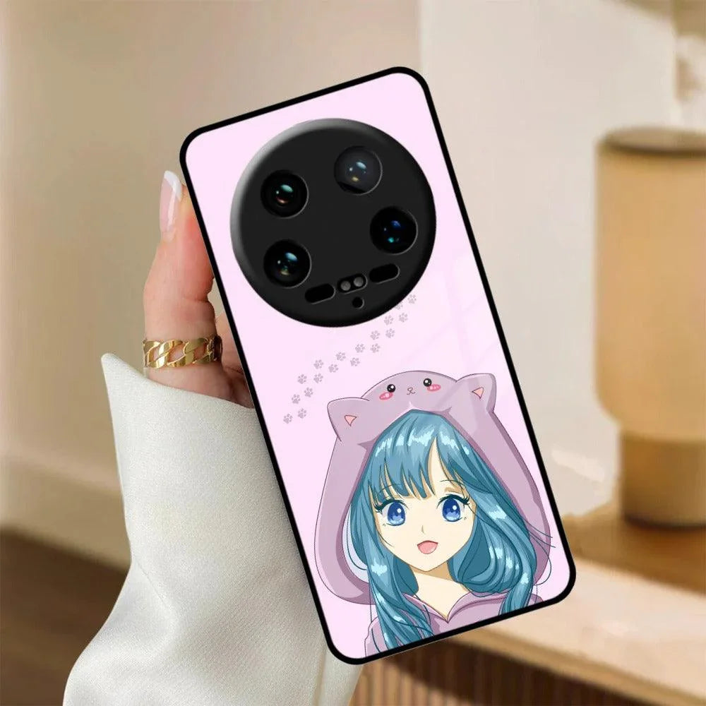 Purple Aesthetic Girl With Cat Phone Glass Case Cover For Redmi/Xiaomi - ShopOnCliQ
