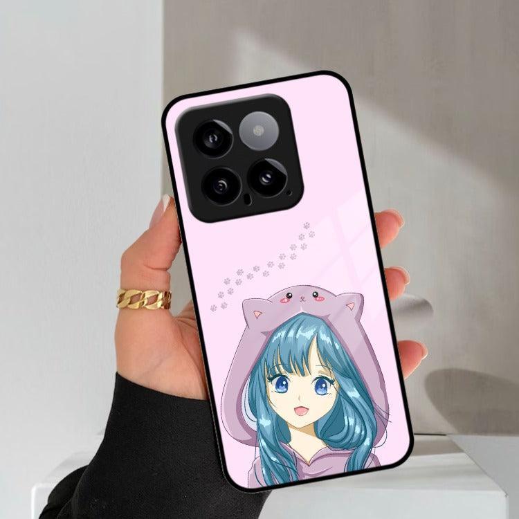 Purple Aesthetic Girl With Cat Phone Glass Case Cover For Redmi/Xiaomi - ShopOnCliQ