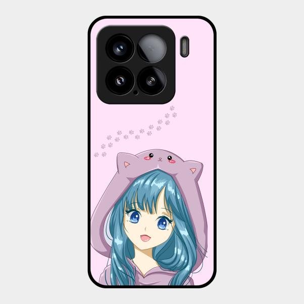 Purple Aesthetic Girl With Cat Phone Glass Case Cover For Xiaomi 15 5G