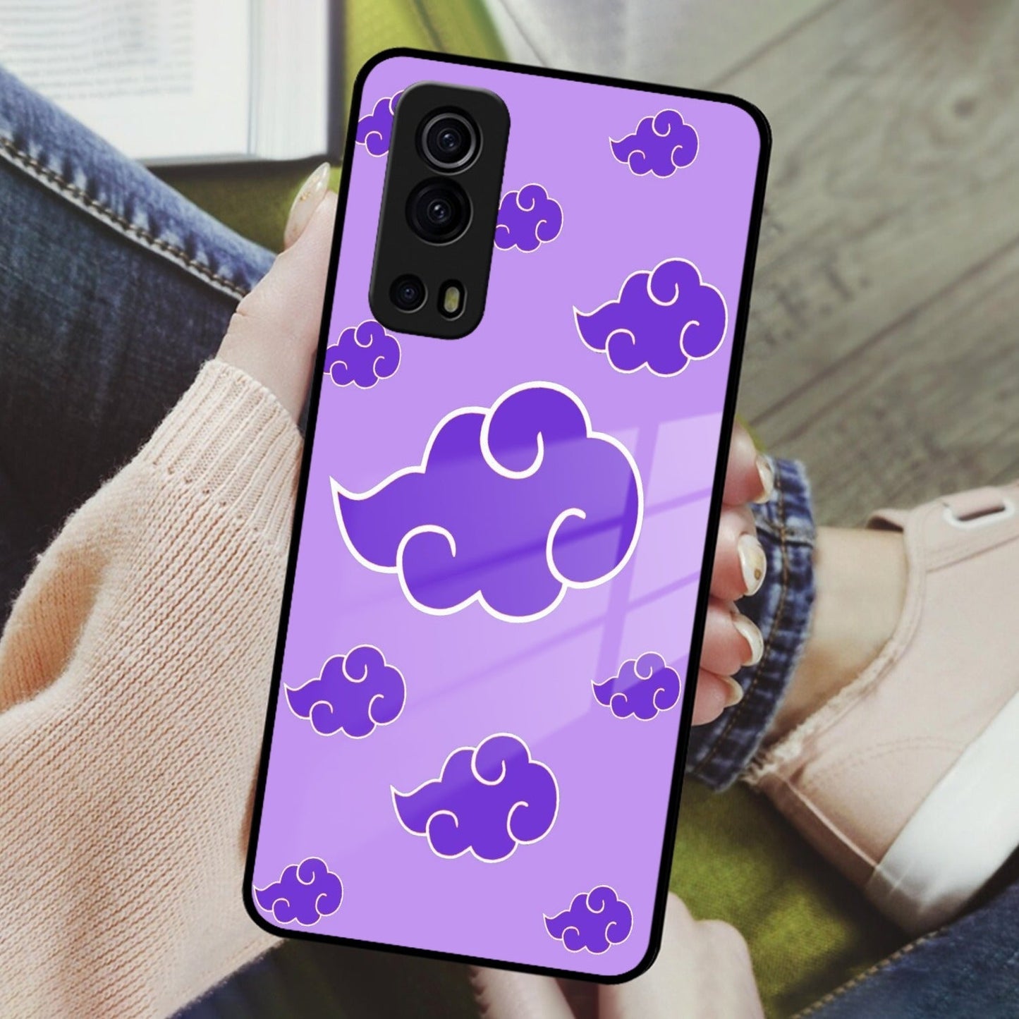 Purple Cloud Mobile Glass Phone Case For iQOO