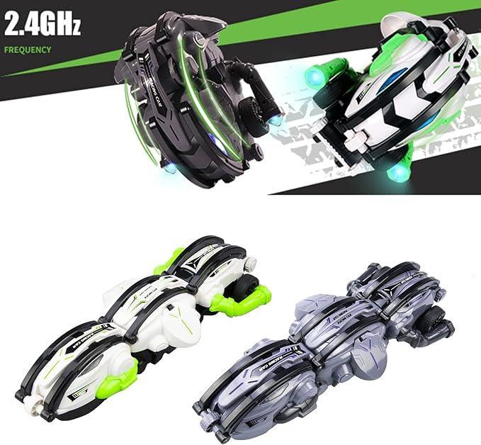 Rolling R/C Stunt Car for Kids 6 Plus Transforming Ball Mode 360 Degree Spins LED Lights Remote Control Toy - ShopOnCliQ