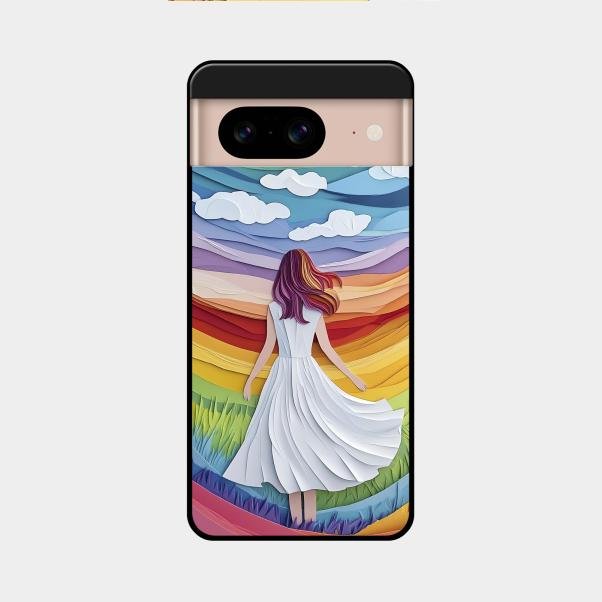 Rainbow Girl Glass Case Cover For Google Pixel 8 5G
