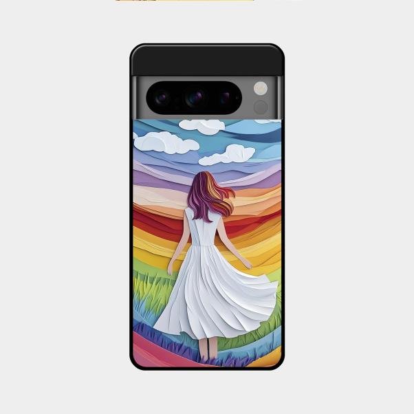 Rainbow Girl Glass Case Cover For Google Pixel 8 Pro 5G