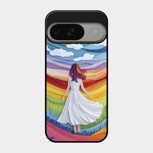 Rainbow Girl Glass Case Cover For Google Pixel 9 5G