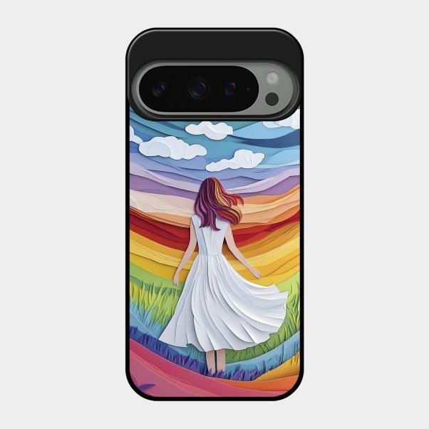 Rainbow Girl Glass Case Cover For Google Pixel 9 Pro 5G