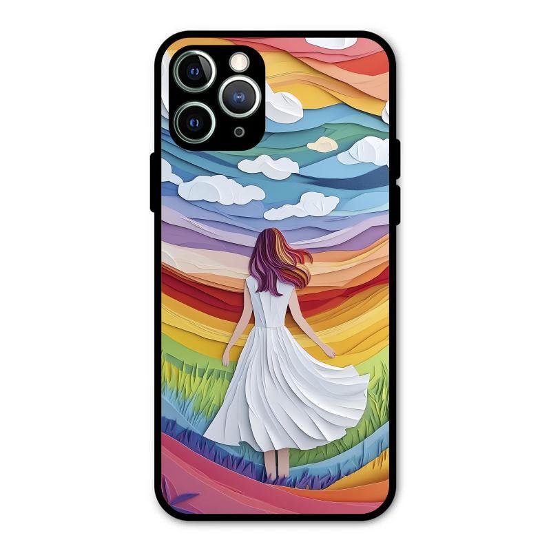 Rainbow Girl Glass Case Cover For iPhone 11 Pro Max