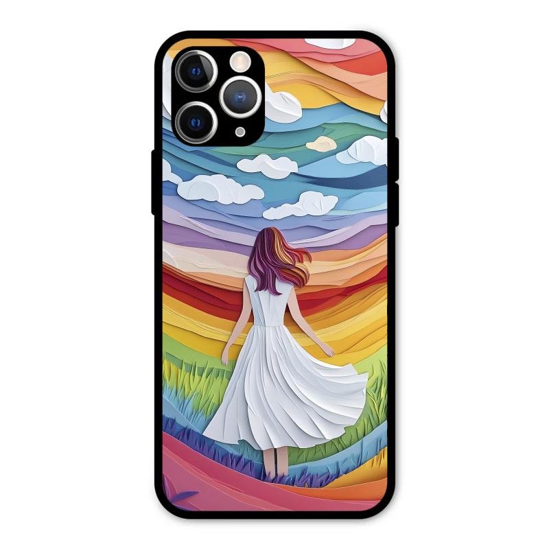 Rainbow Girl Glass Case Cover For iPhone 11 Pro