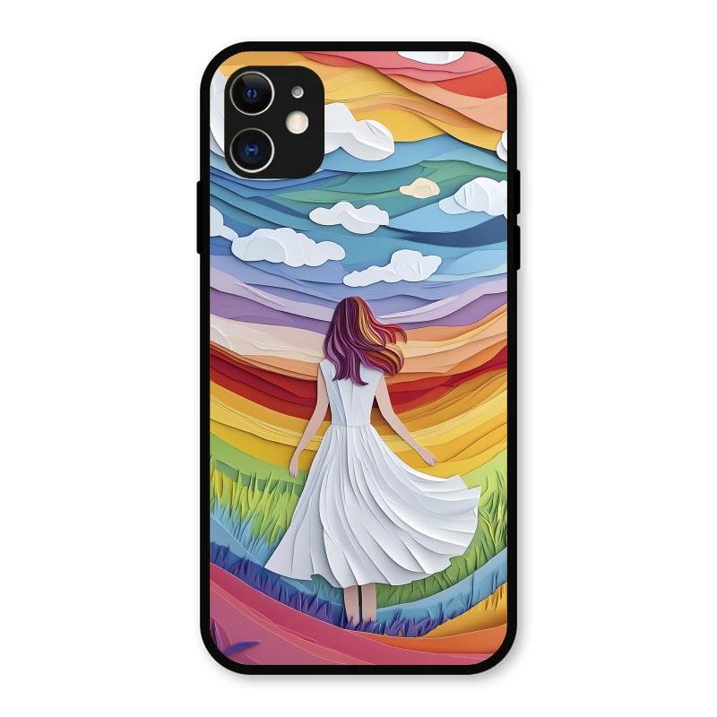 Rainbow Girl Glass Case Cover For iPhone 11