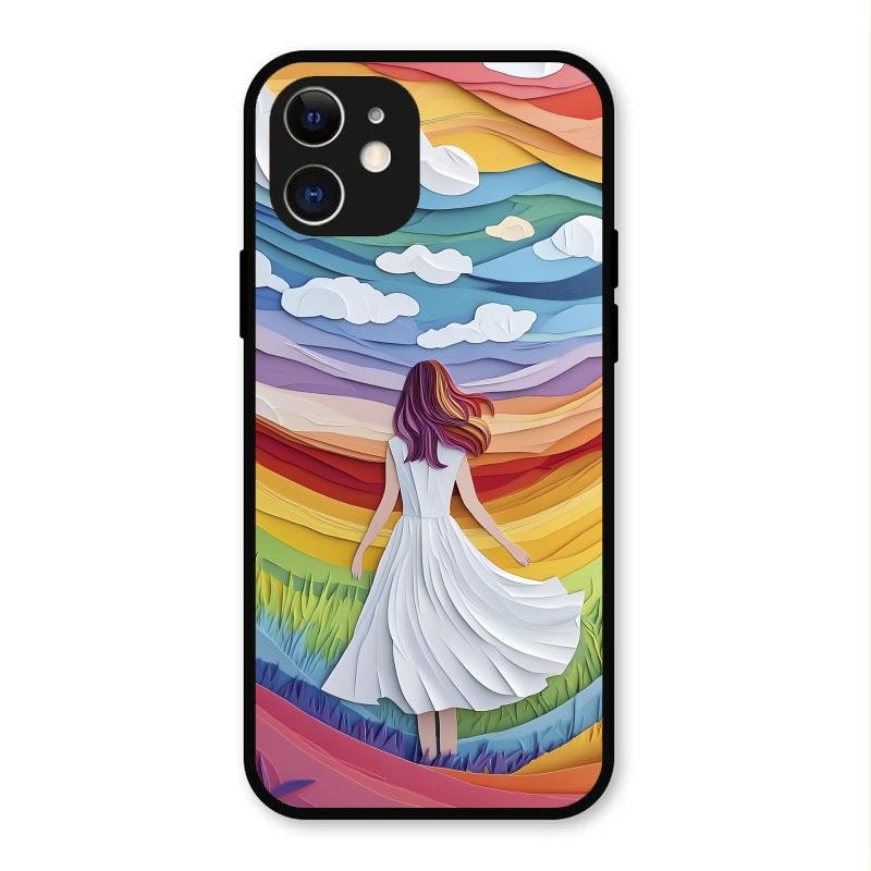 Rainbow Girl Glass Case Cover For iPhone 12