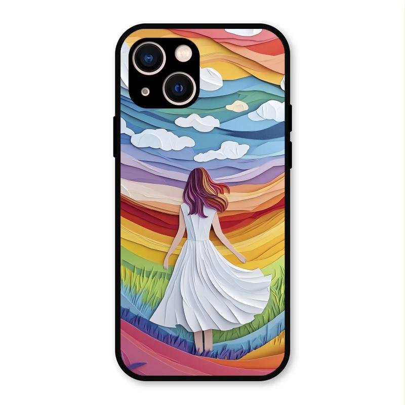 Rainbow Girl Glass Case Cover For iPhone 13