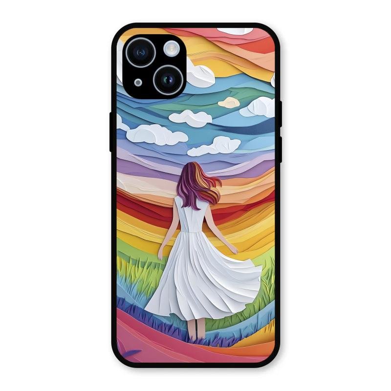 Rainbow Girl Glass Case Cover For iPhone 14 Plus