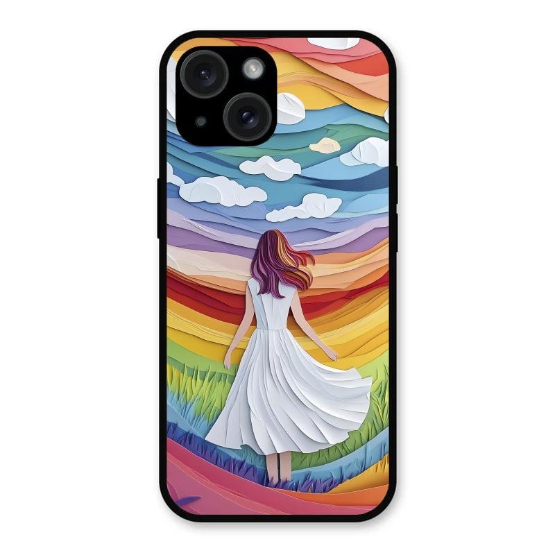 Rainbow Girl Glass Case Cover For iPhone 15 Plus