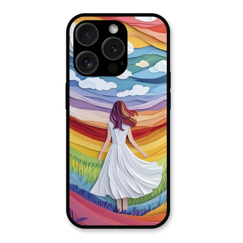 Rainbow Girl Glass Case Cover For iPhone 15 Pro Max