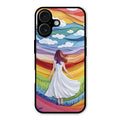 Rainbow Girl Glass Case Cover For iPhone 16 Plus