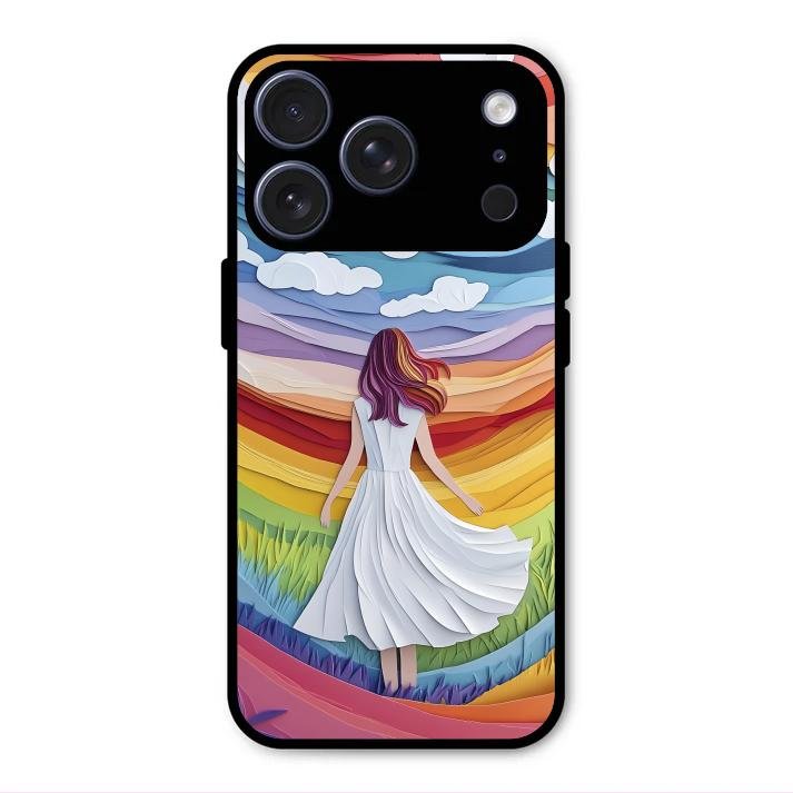 Rainbow Girl Glass Case Cover For iPhone 17 Pro