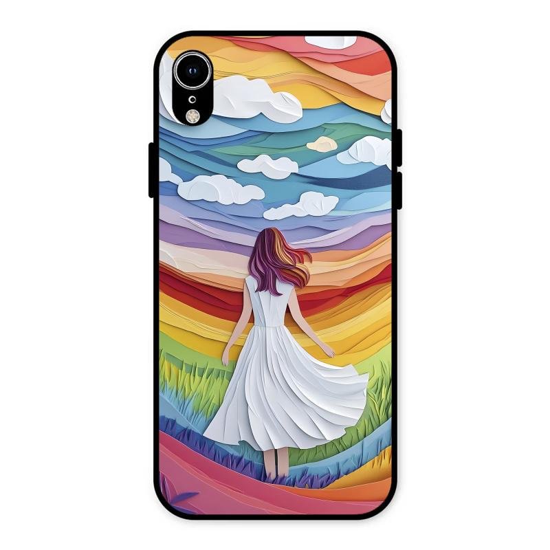 Rainbow Girl Glass Case Cover For iPhone XR