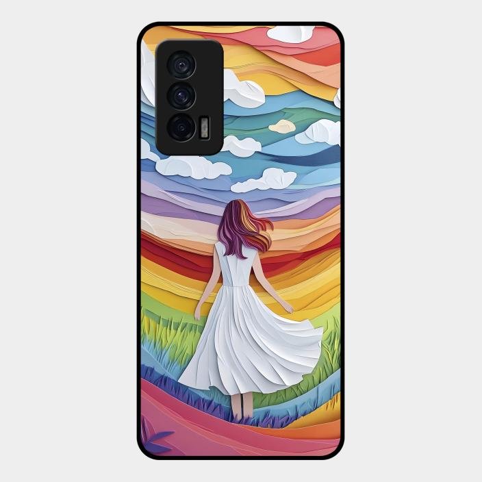 Rainbow Girl Glass Case Cover For Iqoo 7 5G