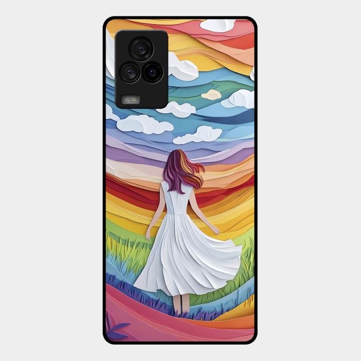 Rainbow Girl Glass Case Cover For Iqoo 7 Legend 5G