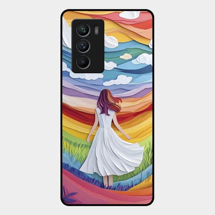 Rainbow Girl Glass Case Cover For Iqoo 9 Se 5G