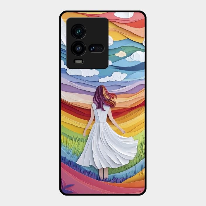 Rainbow Girl Glass Case Cover For Iqoo 9T 5G