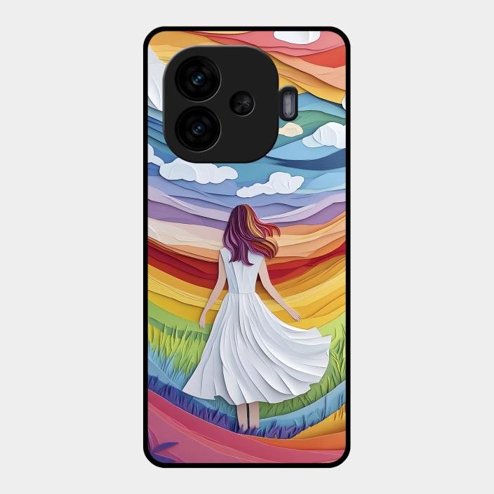 Rainbow Girl Glass Case Cover For Iqoo Neo 10R 5G