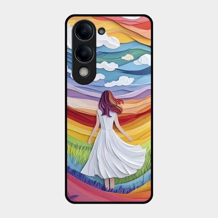 Rainbow Girl Glass Case Cover For Iqoo Z10 Lite