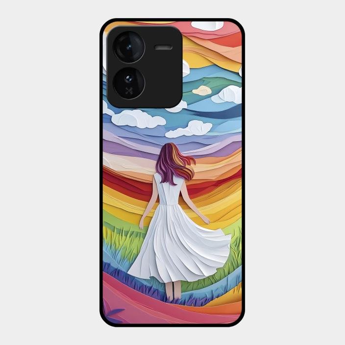 Rainbow Girl Glass Case Cover For Iqoo Z9 5G