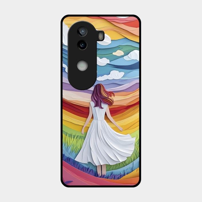 Rainbow Girl Glass Case Cover For Iqoo Z9S 5G