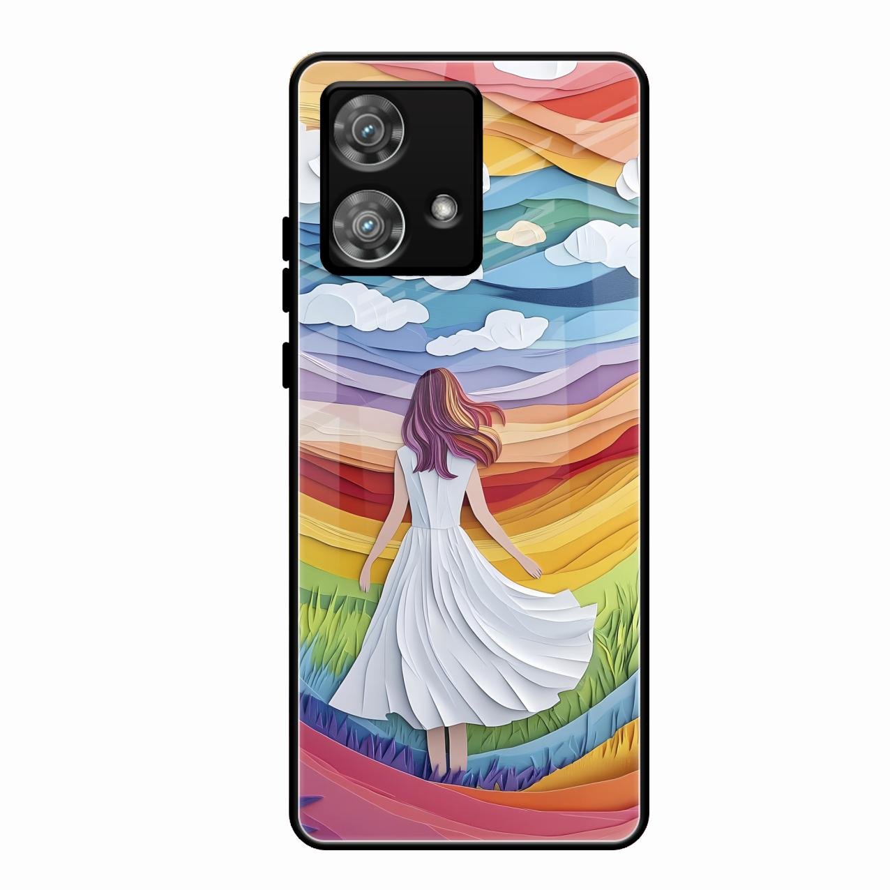 Rainbow Girl Glass Case Cover For Motorola