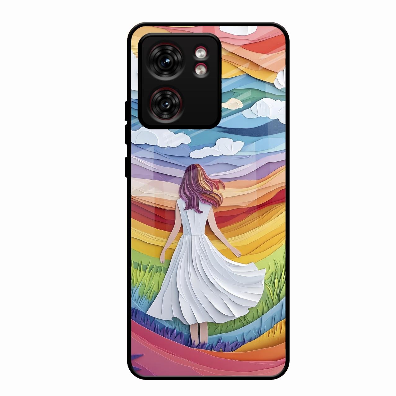 Rainbow Girl Glass Case Cover For Motorola Edge 40