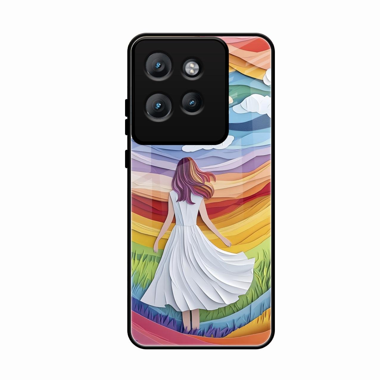Rainbow Girl Glass Case Cover For Motorola Edge 50 Neo