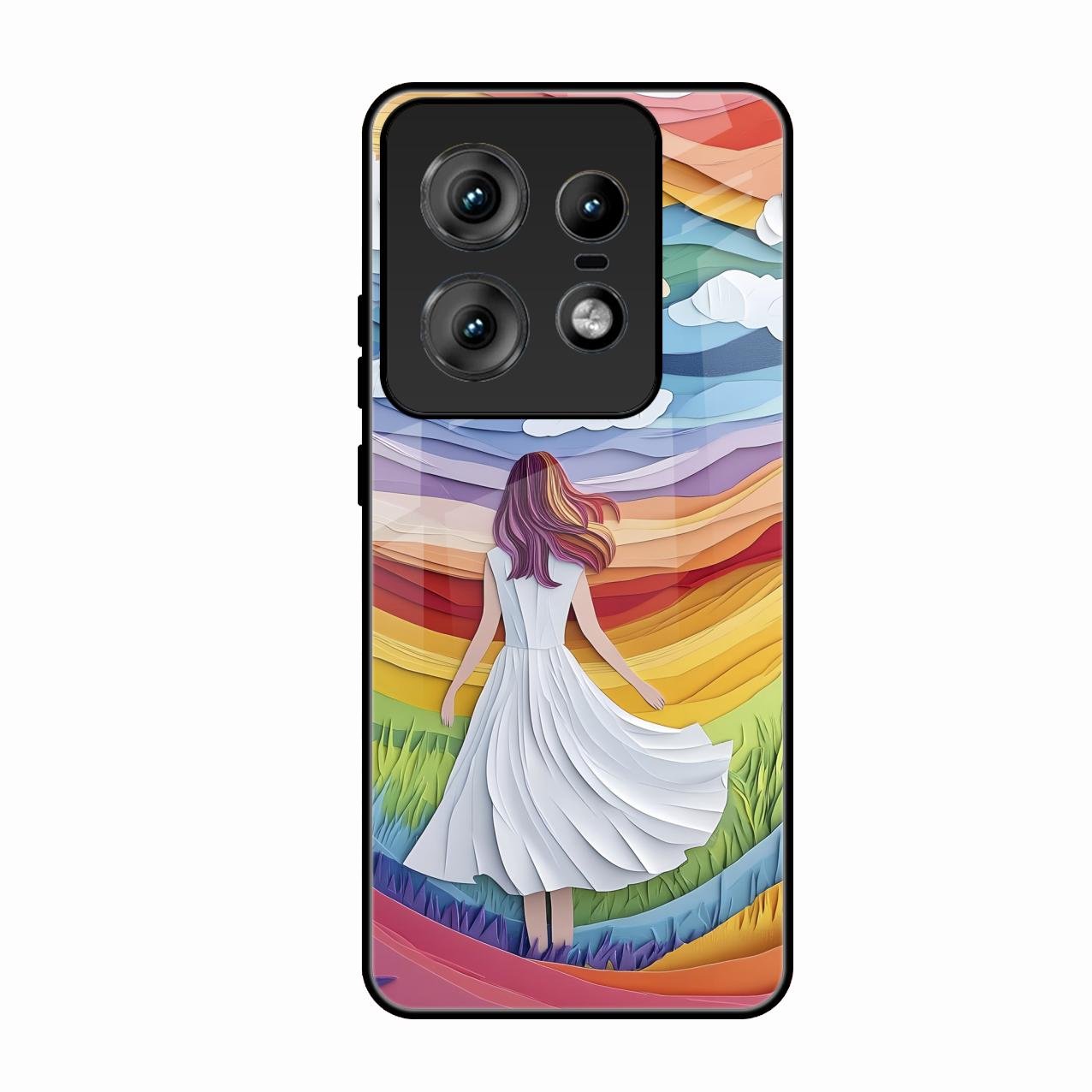 Rainbow Girl Glass Case Cover For Motorola Edge 50 Pro