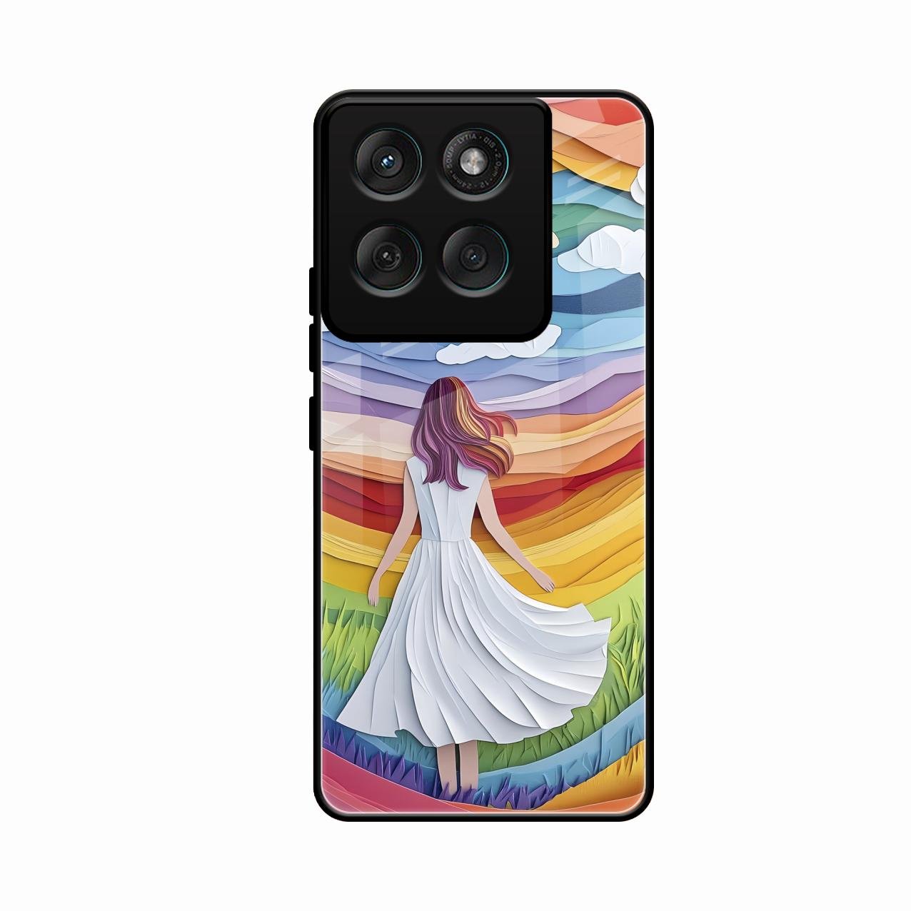 Rainbow Girl Glass Case Cover For Motorola