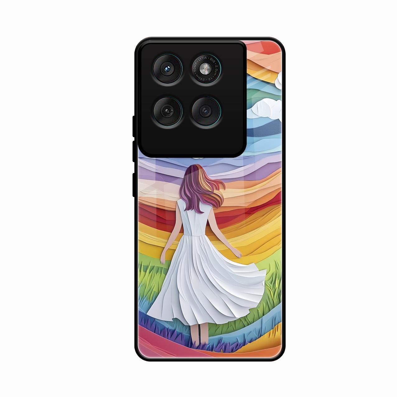 Rainbow Girl Glass Case Cover For Motorola