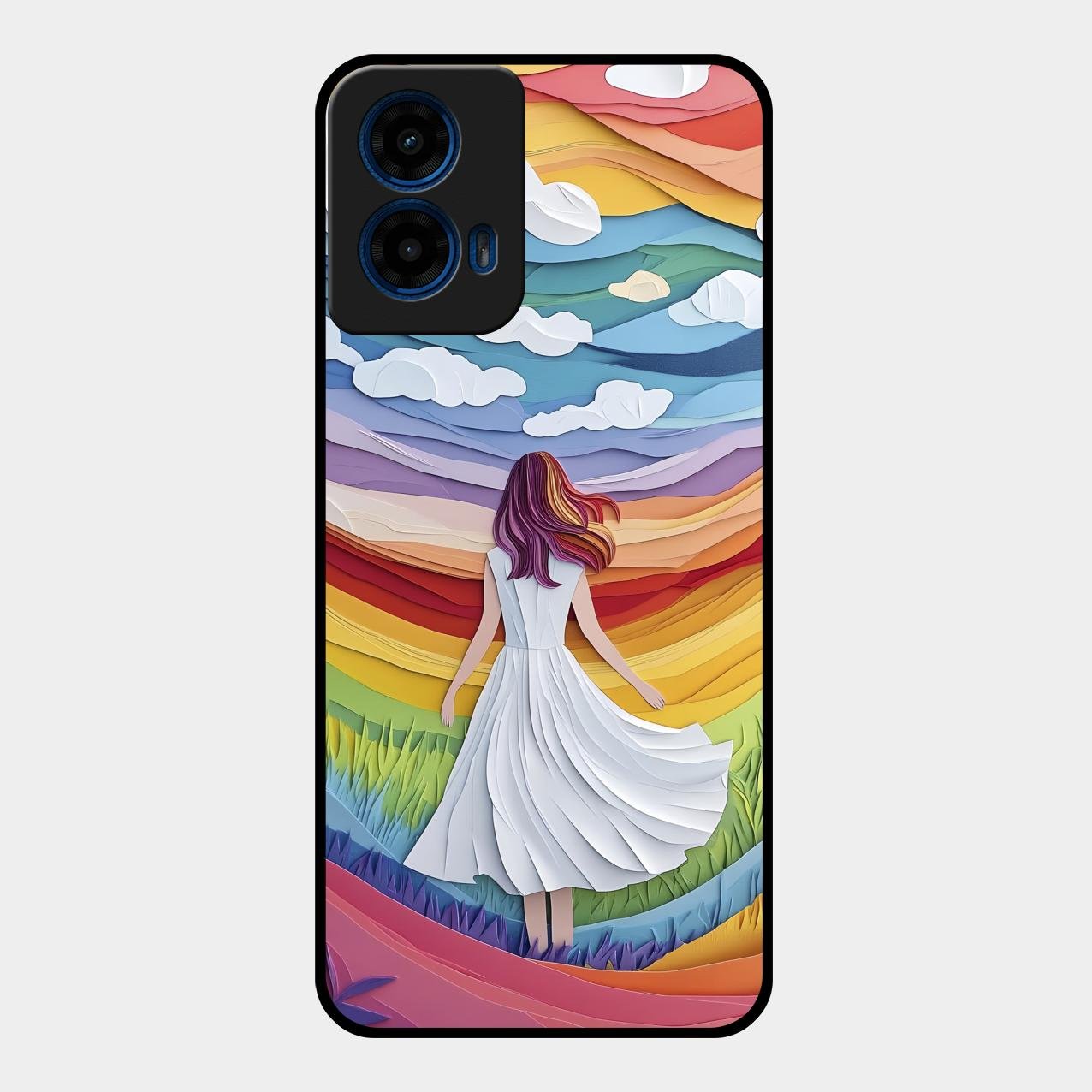 Rainbow Girl Glass Case Cover For Motorola