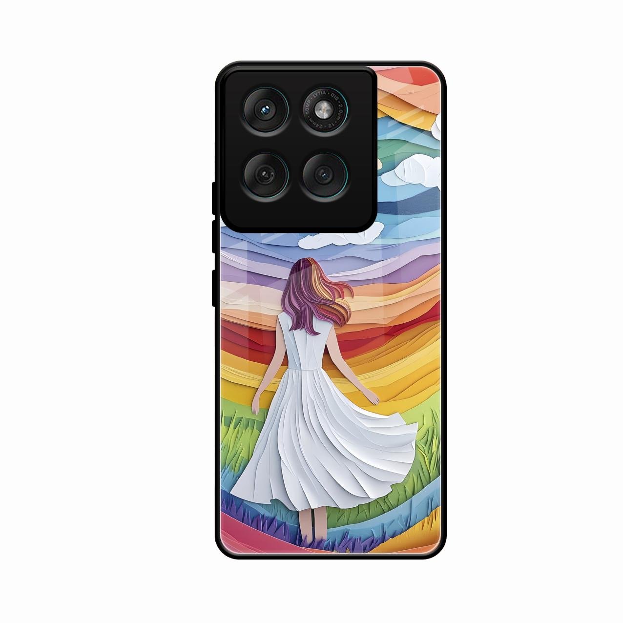 Rainbow Girl Glass Case Cover For Motorola G57 Power 5G