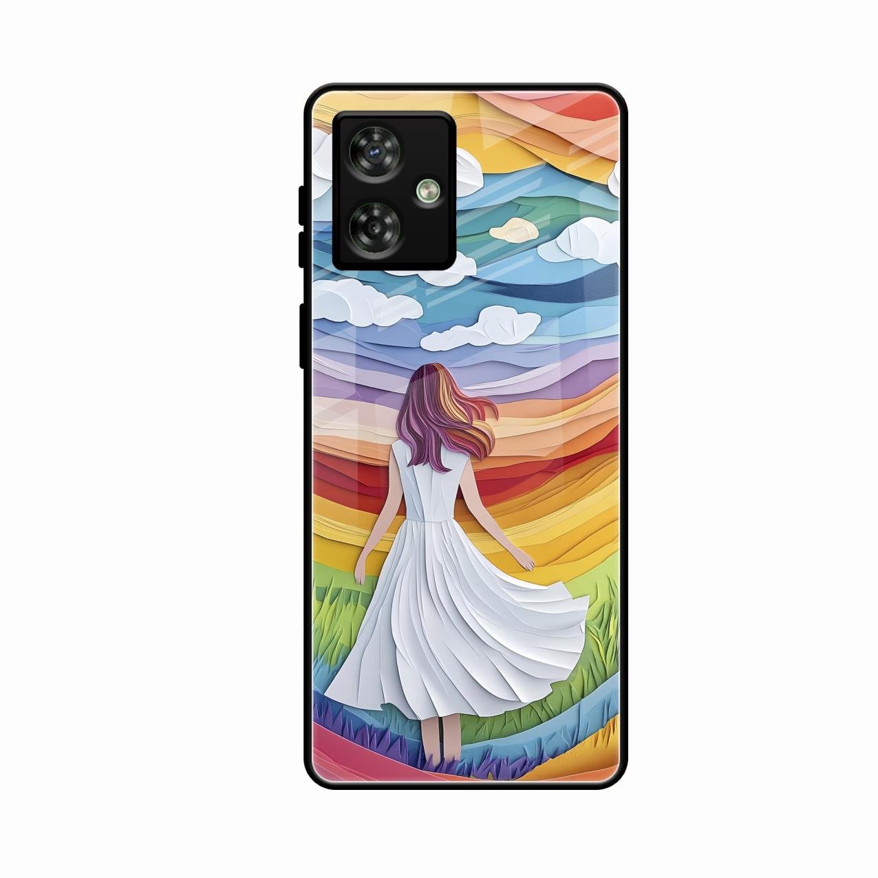 Rainbow Girl Glass Case Cover For Motorola