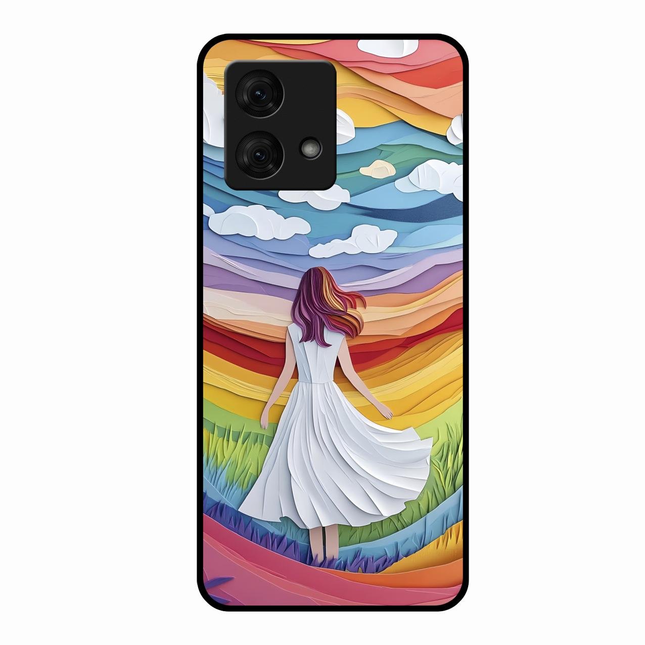 Rainbow Girl Glass Case Cover For Motorola g84 5G