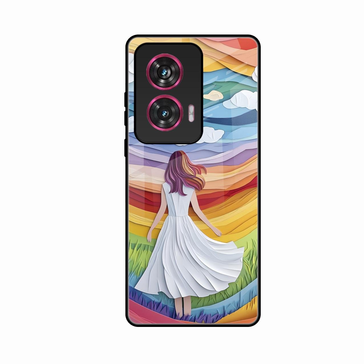 Rainbow Girl Glass Case Cover For Motorola