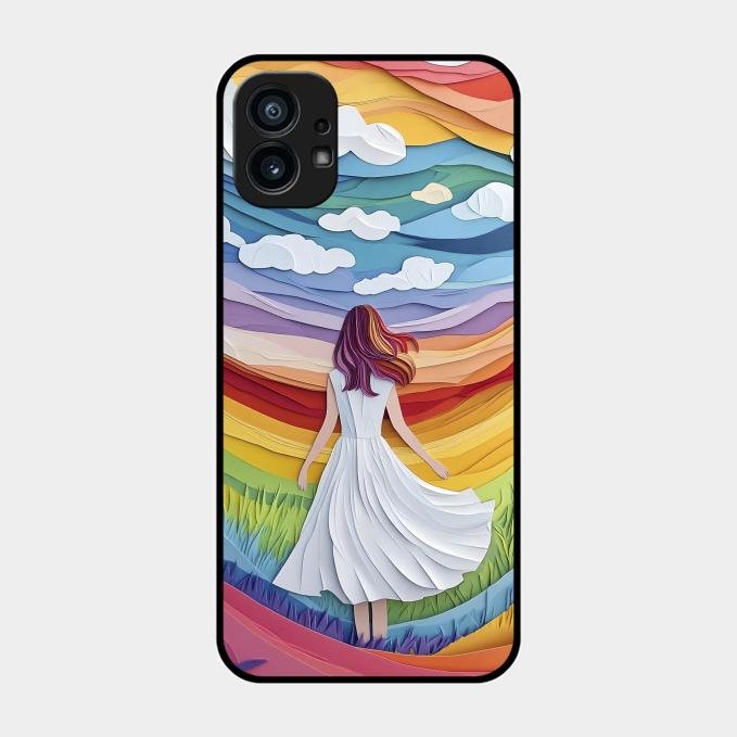 Rainbow Girl Glass Case Cover For Nothing Phone 1